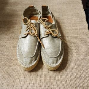 Tory Burch Espadrilles Gold Metallic Boat Shoe